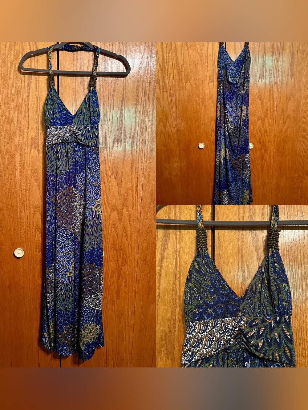 west loop Blue & Green Paisley Halter Maxi Dress